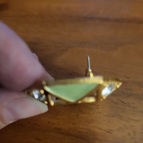 Vintage Avon Octagonal Gold Metal Enamel Statement Earrings 1990s - Picture 6 of 6